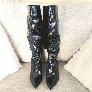 NWOTB Slouchy Black Patent Knee-High Boots size 8
